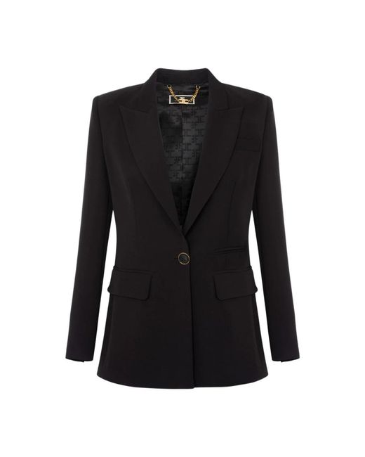 Elisabetta Franchi Black Leichte crepe jacke mit revers