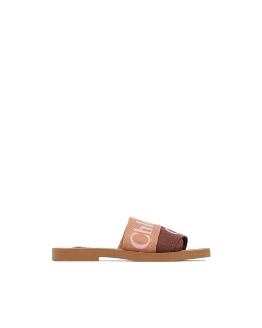 Chloé Brown Woody Flat Slippers