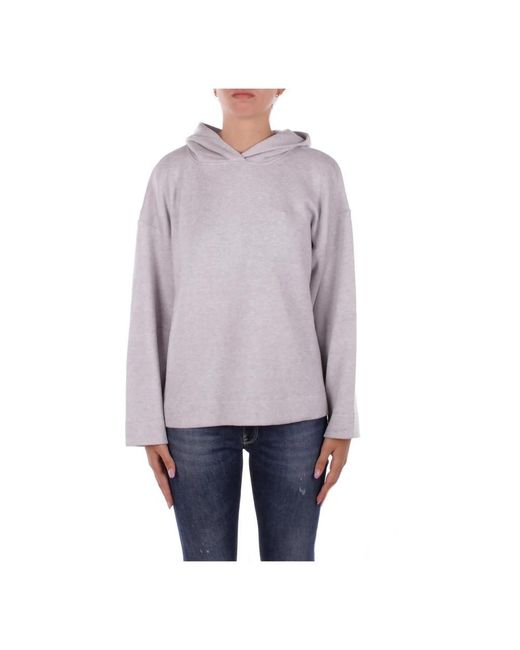 Dondup Hoodies & Sweatvesten ,Grijs ,Katoen Grijze Hoodie Sweater Logo Achterkant in het Purple