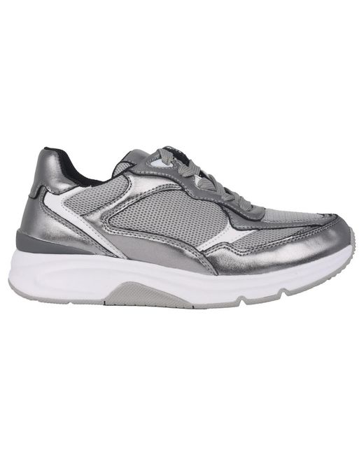 Gabor Schoenen ,Grijs ,Leer Zilveren Rollende Sneaker Voor Vrouwen in het Gray