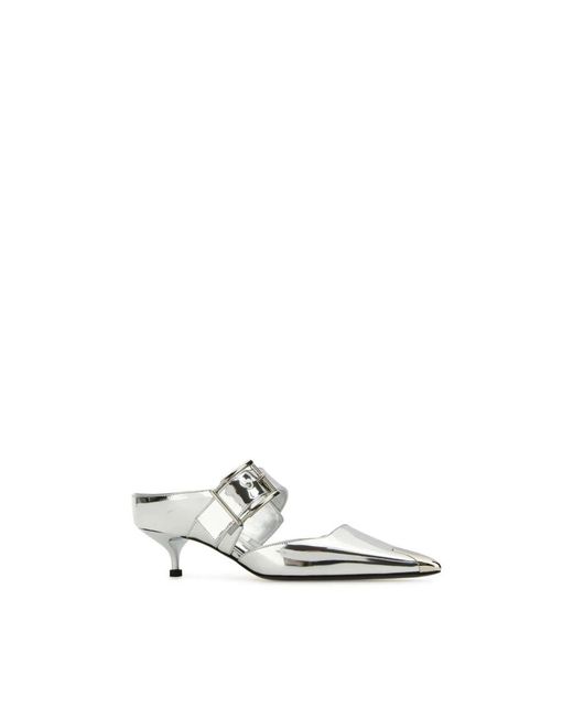 McQueen White Heeled Mules