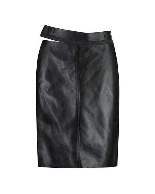 Fendi Rokken ,Zwart ,Leer Leren Rok Met Uitsnijding En Split in het Black