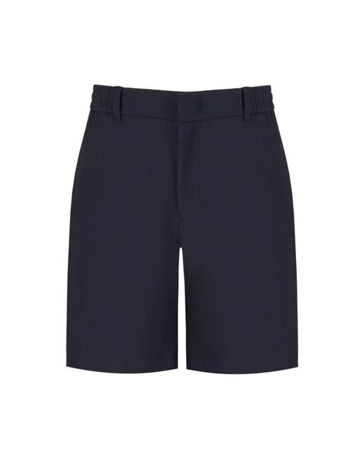 Emporio Armani Blaue Gerippte Bermuda-Shorts in Blue für Herren
