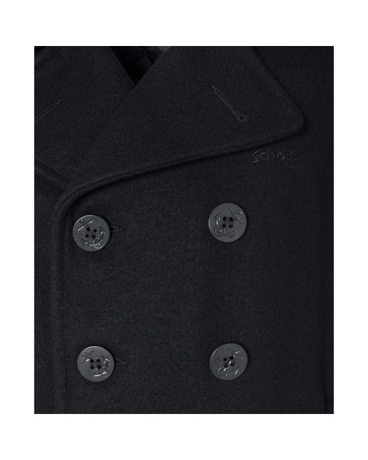 Schott Nyc Black Double-Breasted Coats for men