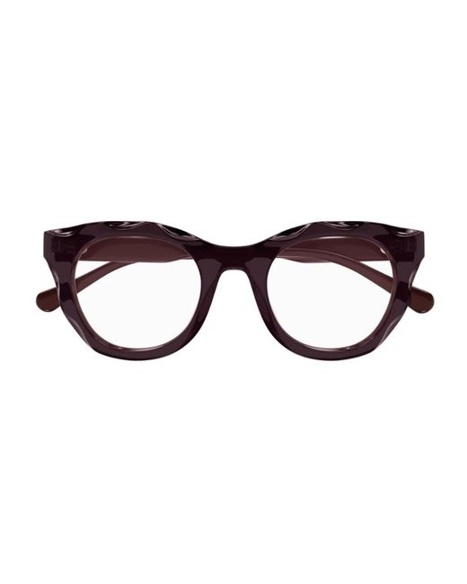 Chloé Accessoires ,Rood ,Leer Ronde Acetaat Brillen in het Brown