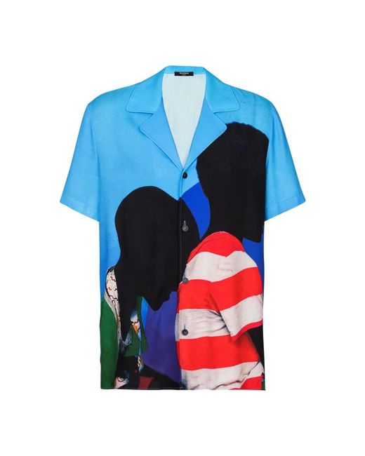 Balmain Twill Pyjamashirt Met Print in het Blue voor heren