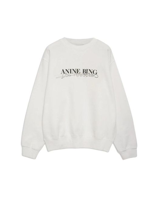 Anine Bing White Ramona oversized sweatshirt mit schwarzem druck