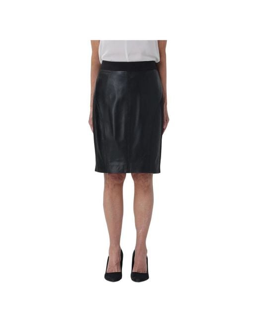 Pinko Black Leather Skirts