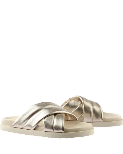 Högl Natural Bronze Metallic Cross Strap Slide Sandal