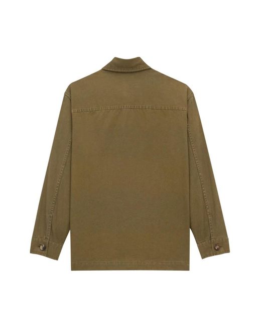 Saint Laurent Green Cotton-Linen Cassandre Overshirt for men