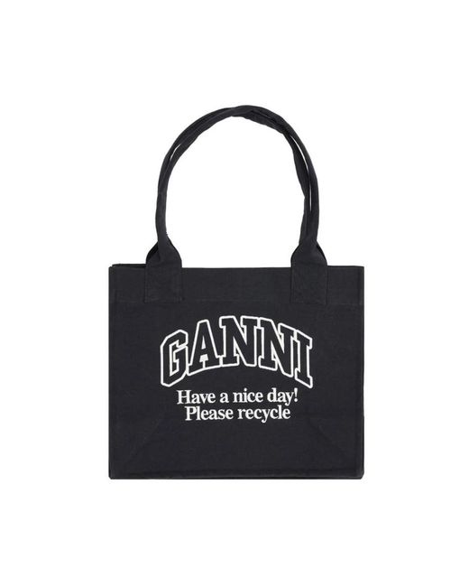 トートバッグ GANNI TOTES BLACK GANNI Canvas Tote Bag | Black | FARFETCH