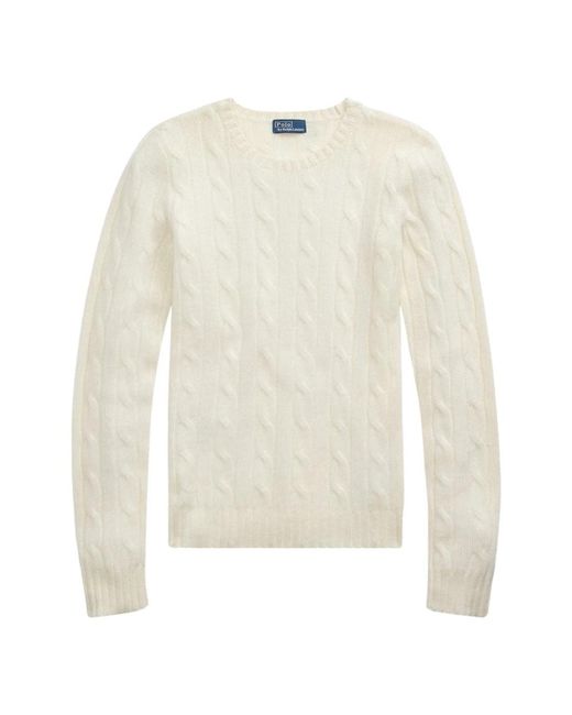Classico maglione in cashmere a trecce di Polo Ralph Lauren in White