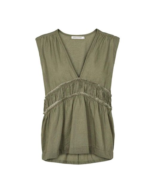 Rabens Saloner Green Feminines Baumwolltop Grün
