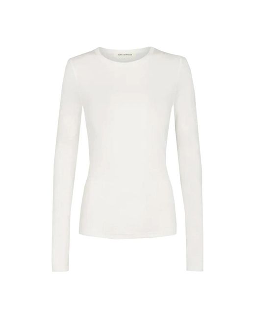 Sofie Schnoor Tops ,Wit ,Spandex Witte Strakke Blouse Met Lange Mouwen in het White