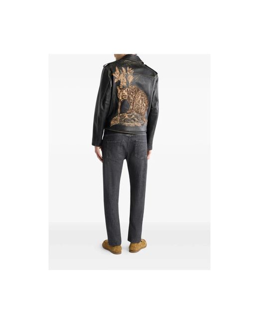 Etro Black Leather Jackets for men