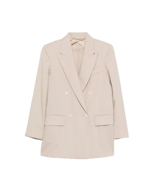Max Mara Mxm Mitico Double-Breasted Blazer in het Natural