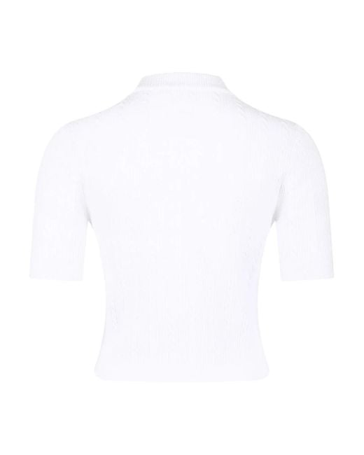 Balmain Witte Gebreide Top Met Knoopsluiting in het White