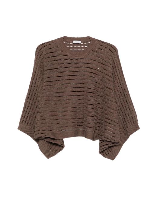 Peserico Brown Round-Neck Knitwear