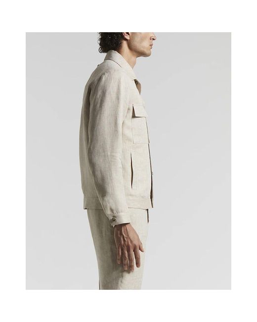 Peserico Ermenegildo Zegna Reines Leinen-Overshirt in Gray für Herren