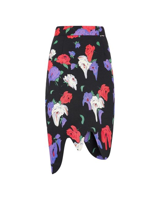 Moschino Asymmetrische Bloemige Rok in het Blue