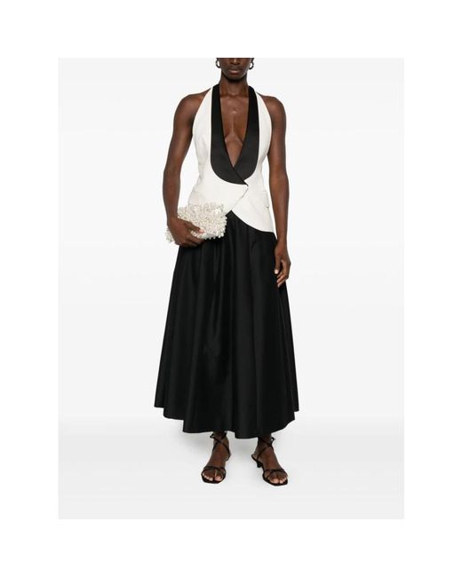 Alberta Ferretti Black Schwarzer Wollseidenrock Eleganter Stil