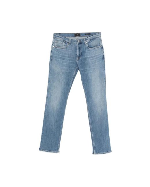 7 For All Mankind Blue Straight Fit Jeans for men