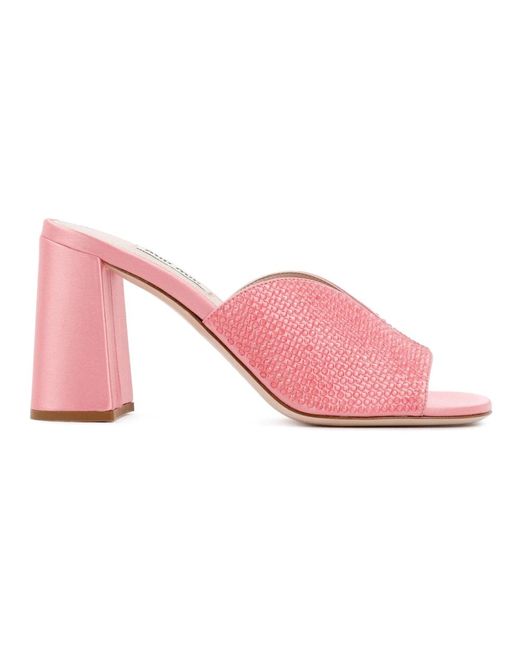 Miu Miu Pink Satin sandalen in geranio farbe