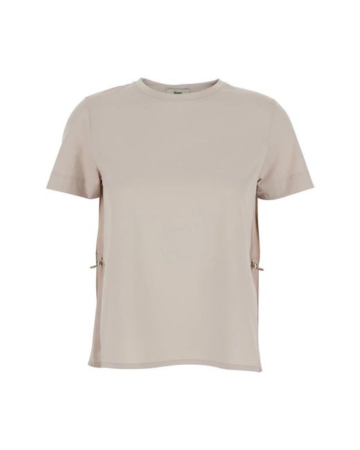 Herno Tops ,Roze ,Katoen T-Shirt Met Ronde Hals in het Gray