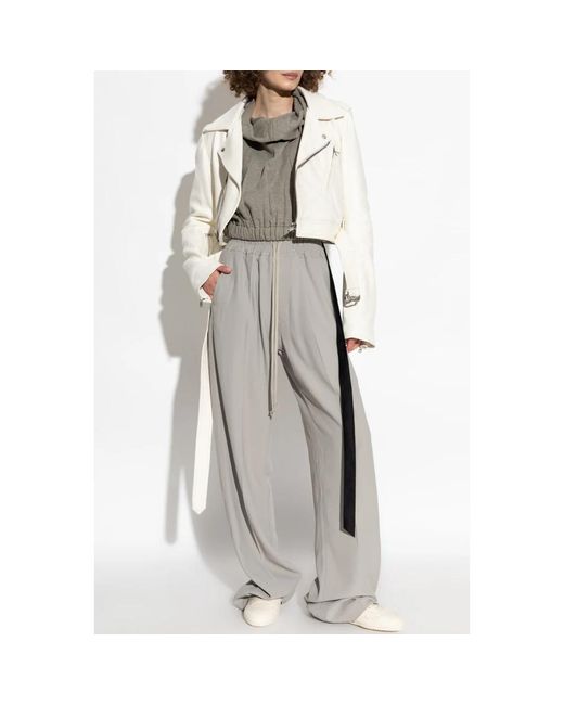 Rick Owens White Leather Jackets