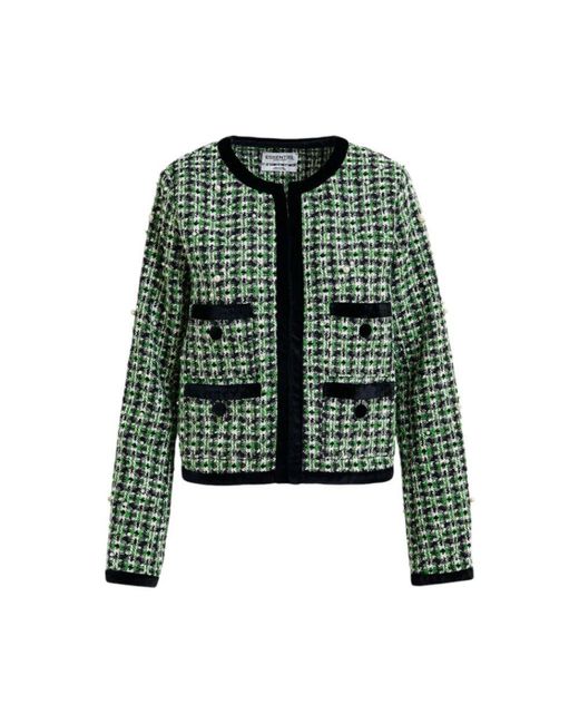 Essentiel Antwerp Green Tweedweste mit perlenverzierungen
