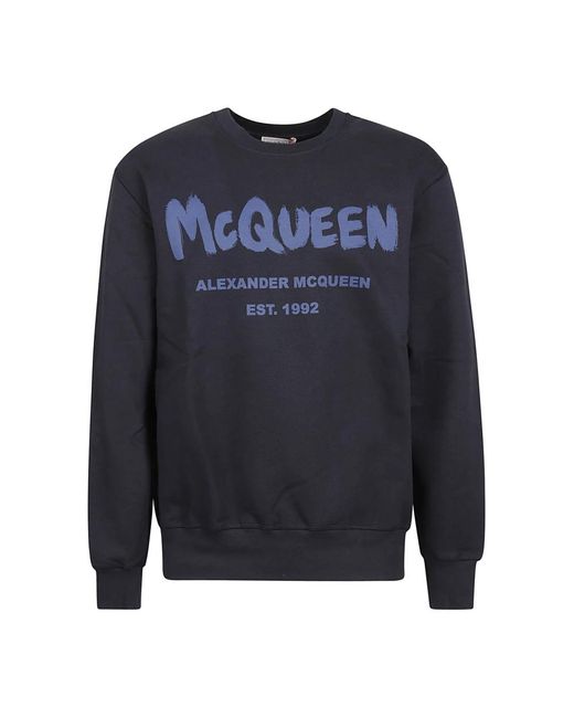 Alexander McQueen Baumwoll-Logo-Sweatshirt in Blue für Herren