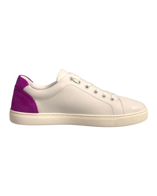 Dolce & Gabbana Pink Weiße Wildleder Low Top Sneakers