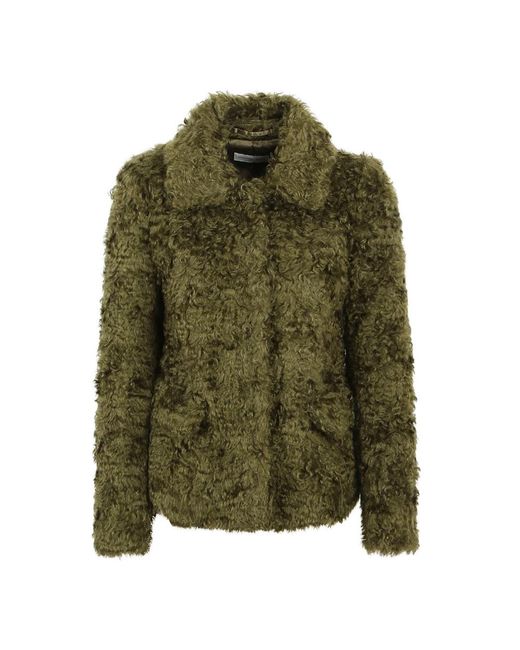 Dries Van Noten Green Faux Fur & Shearling Jackets