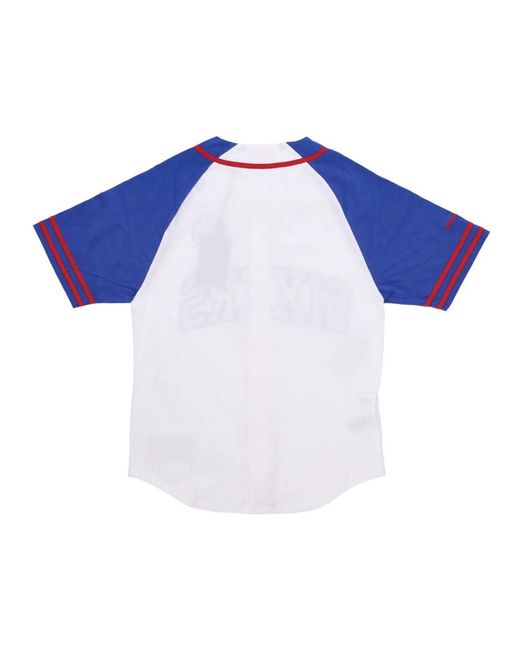 Mitchell & Ness Fitness ,Veelkleurig ,Katoen Nba Oefendag Jersey Wit in het Blue voor heren