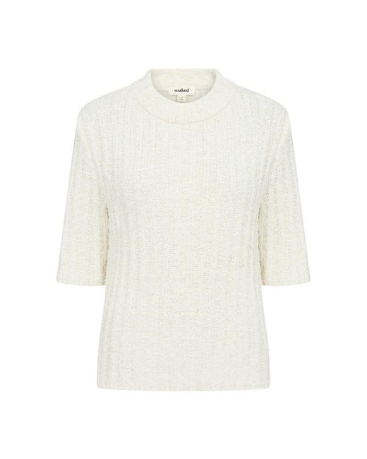Soaked In Luxury White Weißer strickpullover slalika stil