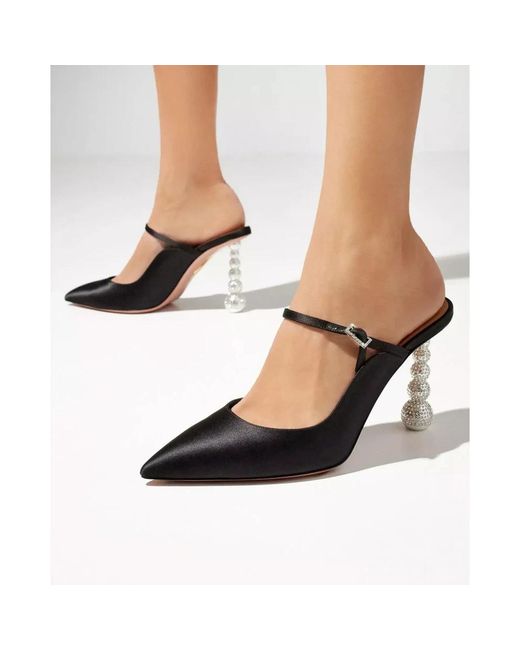 Aquazzura Black Heeled Mules
