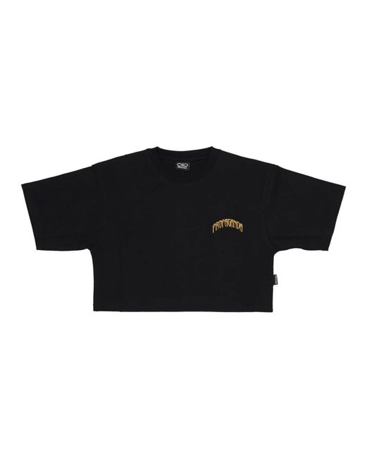 Propaganda Black Schwarzes Jaguar Dreieck Croptop Tee