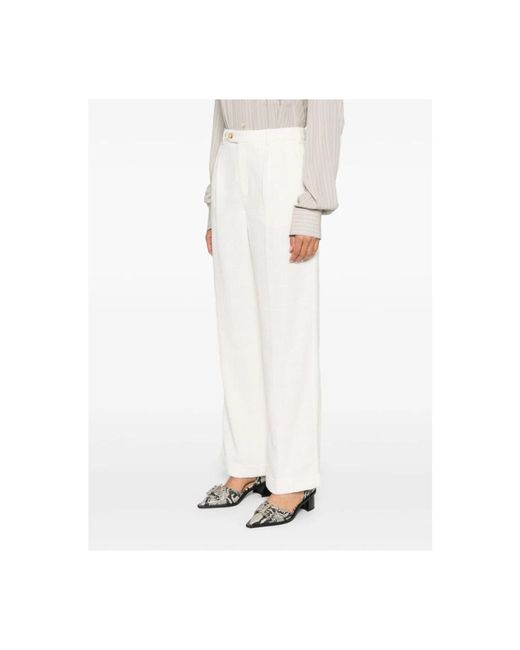 A.P.C. White Ecru tweed straight tailored hose