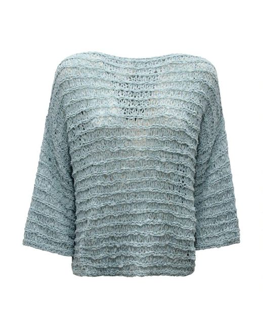Marella Blue Monochromer Wollpullover 3/4 Ärmel