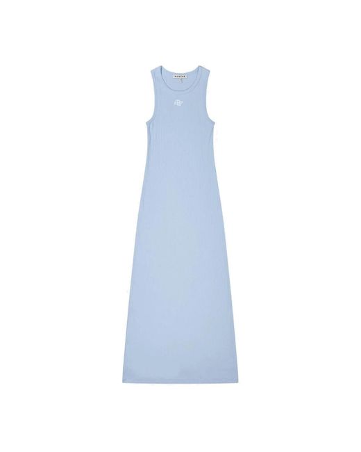 Munthe Kleedjes ,Blauw ,Katoen Blauwe Rib Jurk Fezza Stijl in het Blue