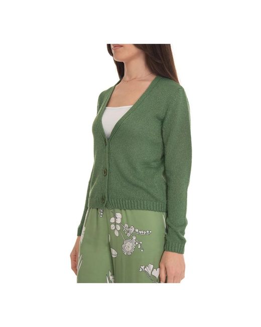 Pennyblack Green Kurze strickjacke mit knöpfen und lurex