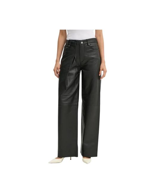 Won Hundred Leren Broek in het Black