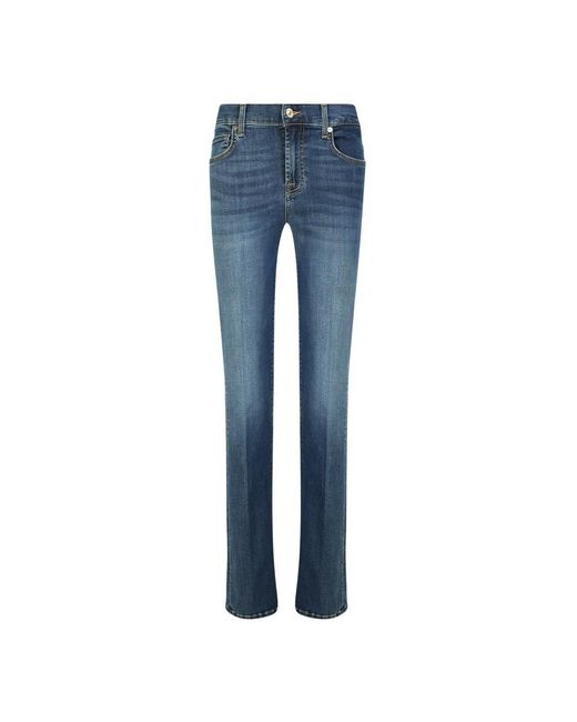 Jean The Straight Crop a taille mi-haute Jean 7 For All Mankind en coloris Bleu Femme Jeans Jeans 7 For All Mankind 