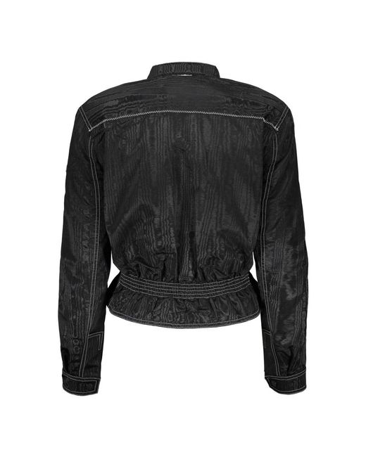 MARINE SERRE Jassen ,Zwart ,Polyester Jas Met Gestructureerd Moiré-Weefsel in het Black