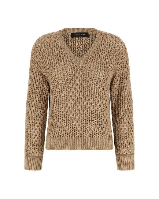 Fabiana Filippi Brown V-Neck Knitwear