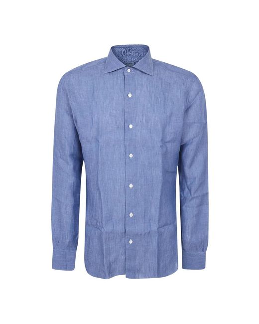 Barba Napoli Blue Casual Shirts for men