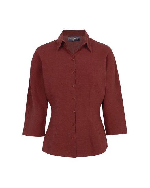 Cortana Overhemden ,Bruin ,Linnen Linnen Fitted Shirt in het Red