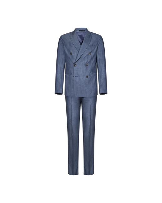 Emporio Armani Blue Double Breasted Suits for men
