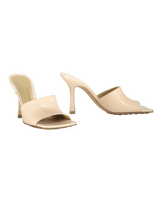 Bottega Veneta White Heeled Mules