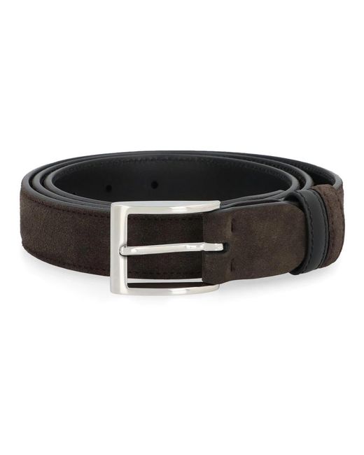 Hogan Accessoires ,Bruin ,Suède Omkeerbare Suède Riem Met Gesp in het Black voor heren